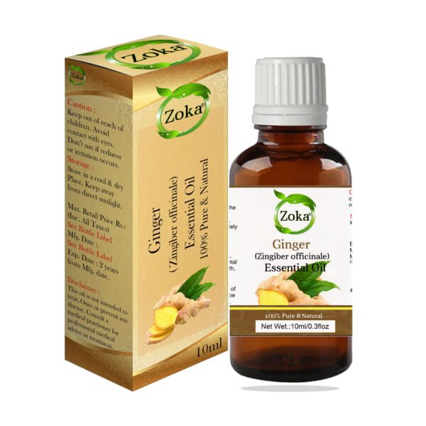 Zoka Ginger Oil – Therapeutic Grade Essential Oil for Aromatherapy, Massage & Pain Relief
